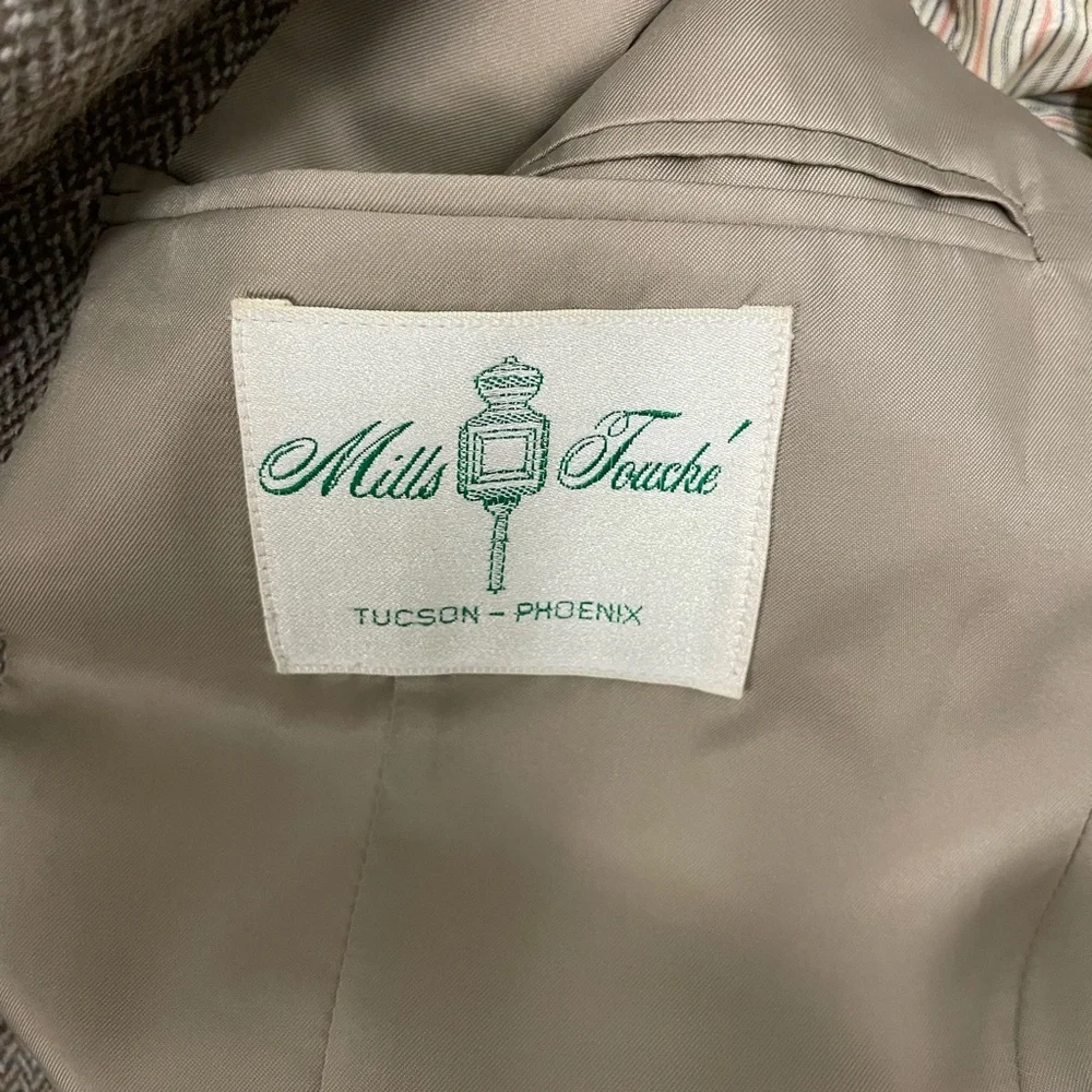 Mills Touché‎ Hand Tailored in Japan Wool Herringbone Jacket Size 41 R